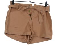 Dámské světleskořicové plátěné kraťasy s páskem Primark 