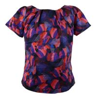 Dámská fialovo-růžová vzorovaná saténová halenka E-vie 