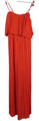 Dámský červený plisovaný kalhotový overal s volánkem New Look 