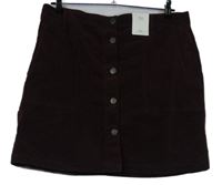 Nové - Dámská vínová manšestrová propínací sukně M&S