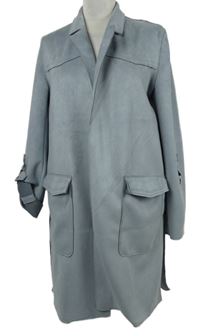 Dámský šedý semišový kabát Bershka 