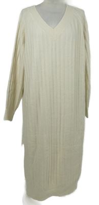 Dámské smetanové žebrované svetrové šaty H&M