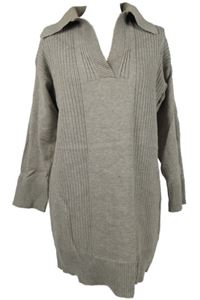 Dámské béžové svetrové šaty s límečkem River Island 