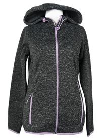 Dámská černo-šedá melírovaná thermo propínací mikina s kapucí Colours of the World