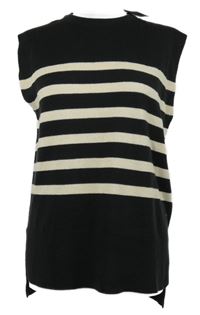 Nové - Dámská černo-smetanová pruhovaná svetrová vesta Papaya 