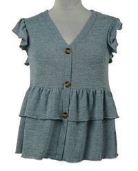 Dámská světlemodrá melírovaná tunika s volánky Shein 