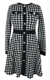 Dámské černo-bílé vzorované šaty s gombíky Shein 