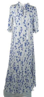 Dámské blo-modré květované dlouhé šaty 