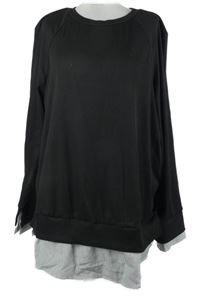 Dámská černá žebrovaná tunika s halenkovou vsadkou Shein 