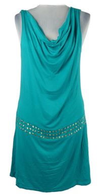 Dámské tyrkysové šaty s vodou a cvočky Esmara 