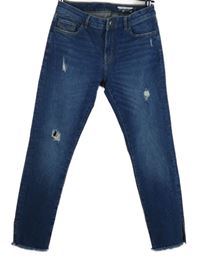 Dámské tmavomodré skinny kotníkové rifle s prošoupáním Esprit 