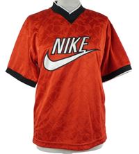 Pánské červené vzorované sportovní funkční tričko s logem Nike 