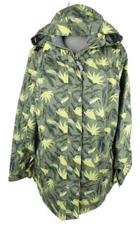 Dámská khaki-limetková květovaná šusťáková parka s kapucí C&A
