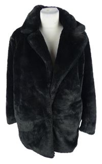 Dámský černý kožešinový kabát H&M