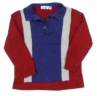 Modro-šedo-červený lehký svetr s límečkem M&Co