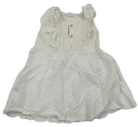 Bílé bavlněno/plátěné šaty s madeirou H&M