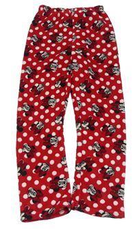 Červené chlupaté pyžamové kalhoty Minnie Disney