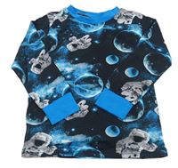 Černo-modré triko s planetami a kosmonauty H&M