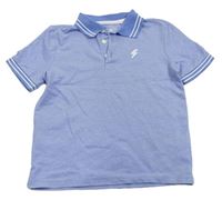Modré melírované polo tričko s výšivkou F&F