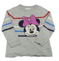 Šedý svetr s proužky a Minnie GAP