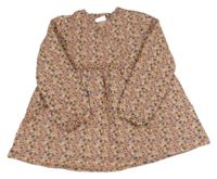 Růžové květinové zateplené šaty 