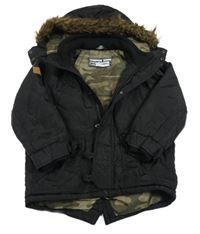 Černá šusťáková zimní bunda s kapucí George