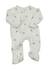 Bílý lehce zateplený overal se zvířátky F&F