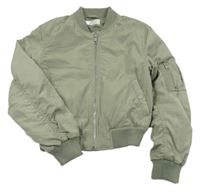 Khaki šusťáková zateplená crop bunda H&M