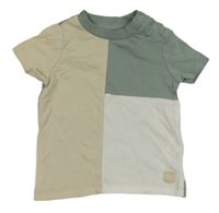 Béžovo-khaki-bílé tričko F&F