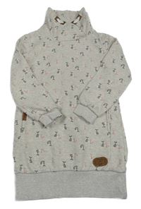 Světlešedé melírované teplákové šaty s liškami Yigga