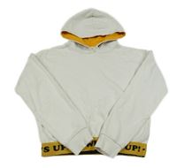 Bílo-žlutá crop mikina s nápisem a kapucí C&A