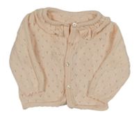 Světlerůžový perforovaný propínací svetr Matalan