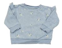 Světlemodrá melírovaná květinová mikina F&F