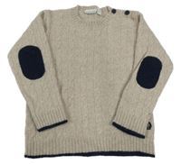 Béžovo-tmavomodrý svetr