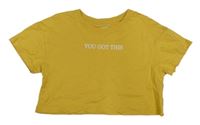 Žluté crop tričko s nápisem Primark