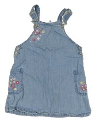 Světlemodré riflové laclové šaty s květinami Topolino