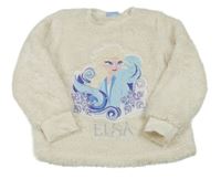 Smetanová chlupatá třpytivá mikina s Elsou Disney