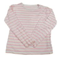Bílo-růžovo-neonové pruhované triko Dunnes stores