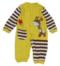 Žluto-pruhovaný overal s žirafou 