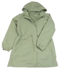 Zelenošedá šusťáková jarní parka s  kapucí Desination