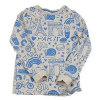 Smetanovo-modré pyžamové triko s obrázky M&S