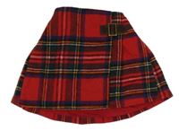 Červeno-barevná kostkovaná skládaná sukně Next