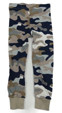 Hnědo-tmavomodro-bílé army pyžamové kalhoty Next