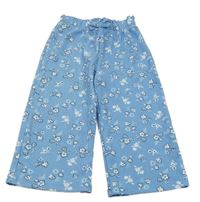 Světlemodré volné kalhoty s kytičkami 