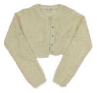 Smetanovo-zlaté chlupaté svetrové bolerko Name it