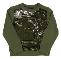 Khaki mikina s překlápěcími flitry 