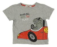 Šedé melírované tričko s dinosaurem H&M