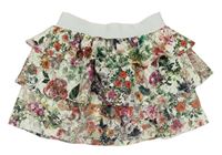 Smetanovo-barevná květovaná krajková sukně