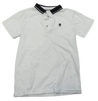 Bílé polo tričko s lebkou a vzorem Matalan