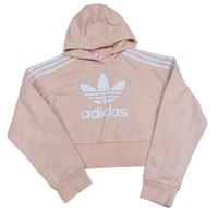 Broskvová crop mikina s logem a kapucí Adidas